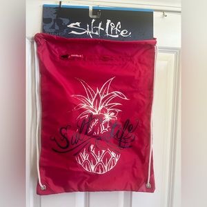 Salt life draw string bag with zipper pocket